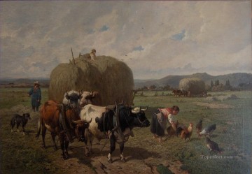 Louis Robbe bull at farm Oil Paintings